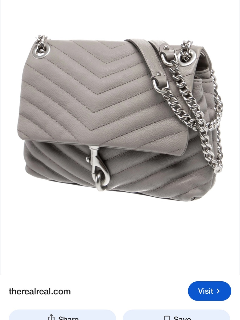 Rebecca Minkoff Gray Quilted Leather Chain Crossbody